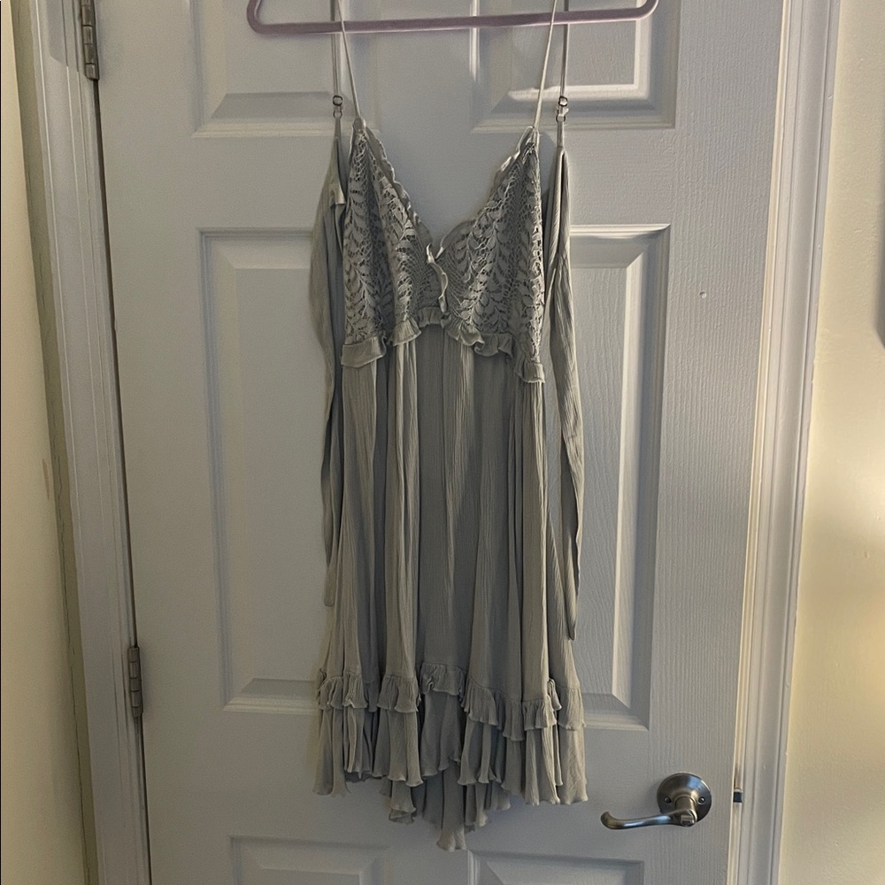 Elegant Gray Spaghetti Strap Dress